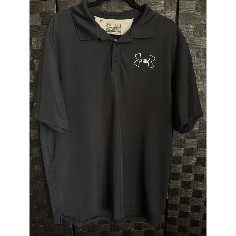 Under Armour Polo Shirt Mens XL Black Coldblack Heatgear Loose Fit Short Sleeve